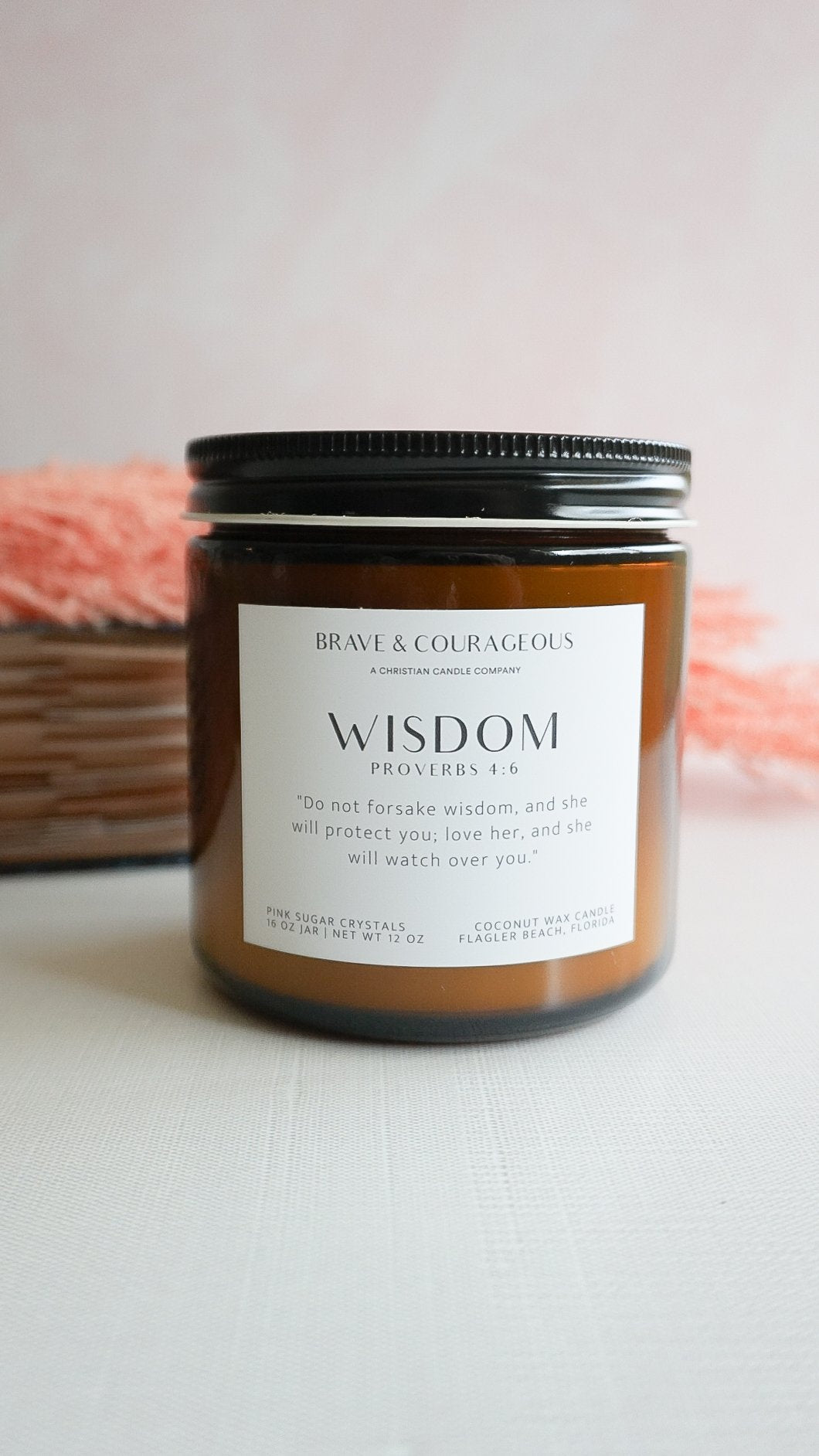 "Wisdom" Pink Sugar Crystals Candle