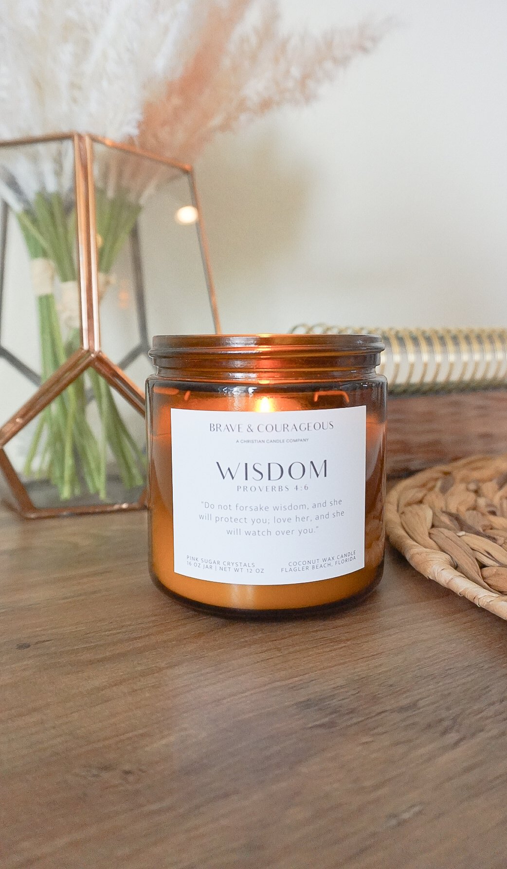 "Wisdom" Pink Sugar Crystals Candle